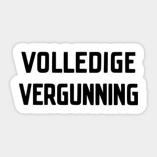 Volledige Vergunning (black text) Sticker